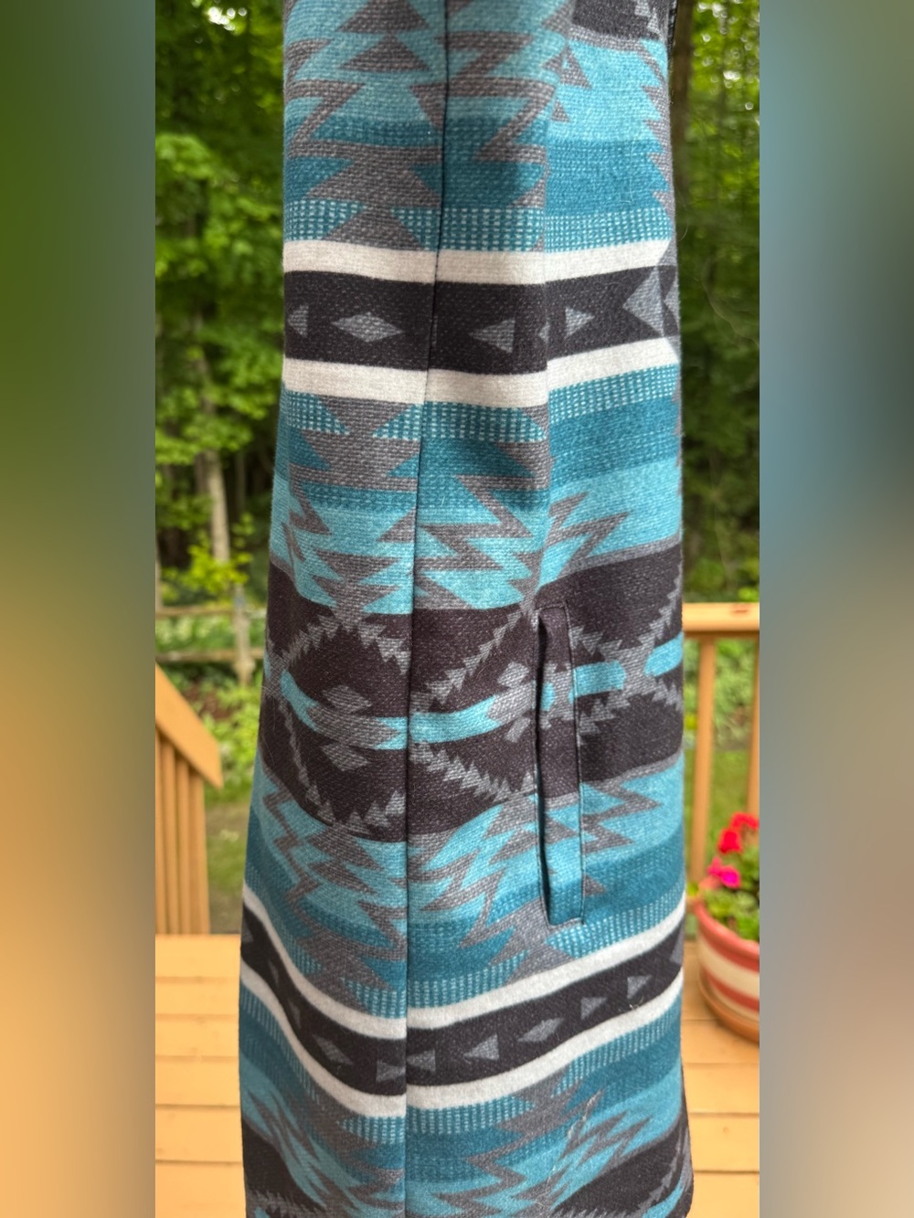 Turquoise Aztec-Pattern Button-Down Vest - Picture 6 of 13